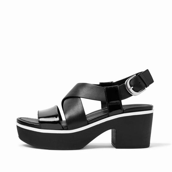 Sandales Compensées Femme Fitflop Pilar Patent Cuir Noir (NXG462738)
